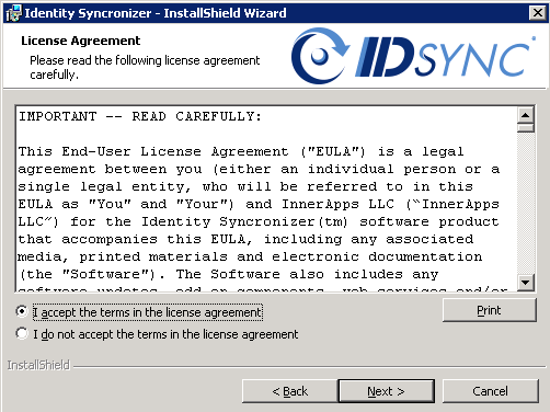 license agreement - accept and click next